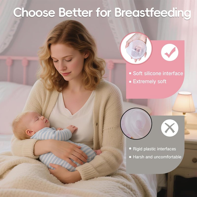 COMI Breast Milk Collector, Milk Collectors for Breastfeeding, Reusable Breast Milk Shells, Catcher Protect Sore Nipples for Breastfeeding,Made from BPA-Free and Food-Safe Silicone(2.03oz,2 Counts) - Image 2